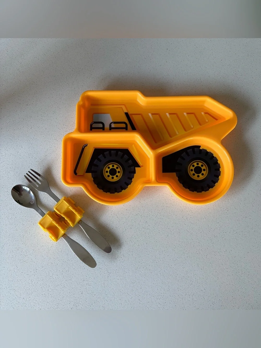 Dump Truck Meal Set, Toddler Divided Plate, Fork & Spoon